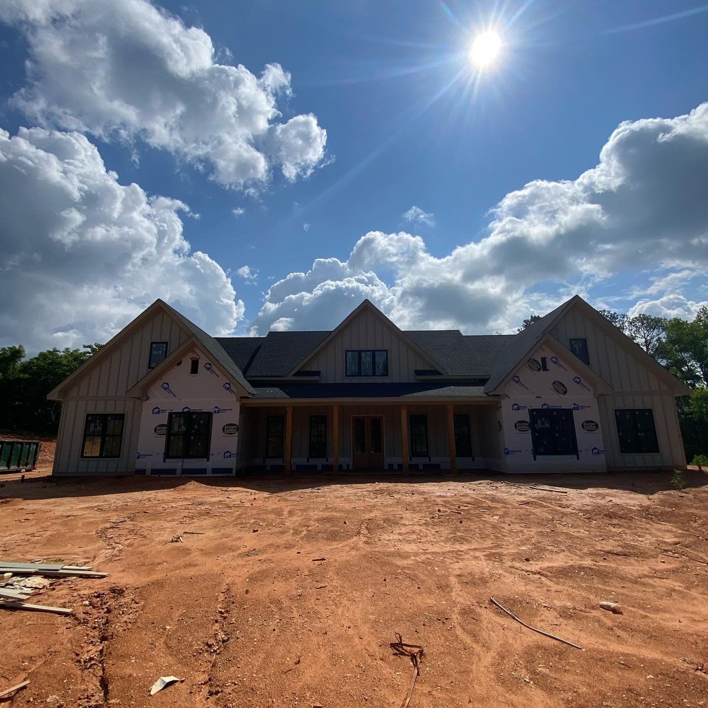 Ranch style home framed on a residential lot in Dallas, Georgia