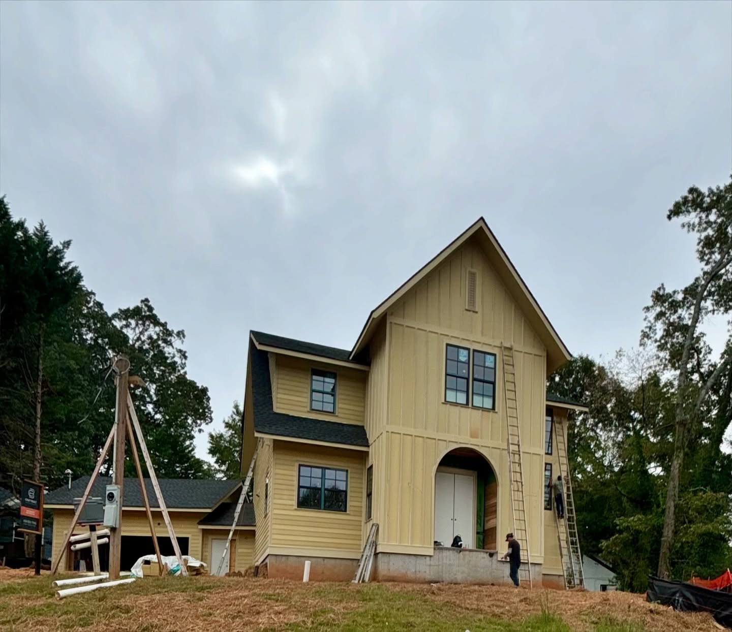 New construction framing on a residential lot in Dallas, Georgia