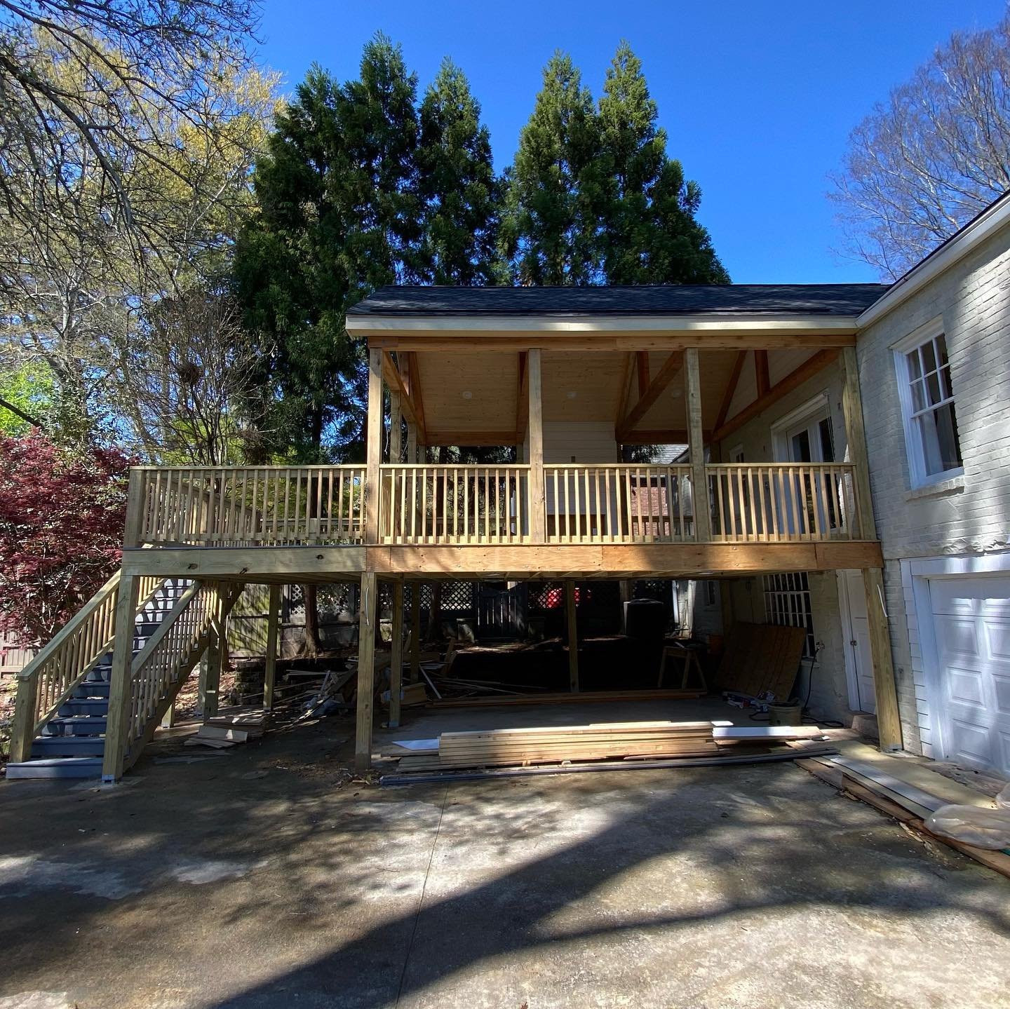 Cedar porch and carport in Virginia-Highland, Atlanta