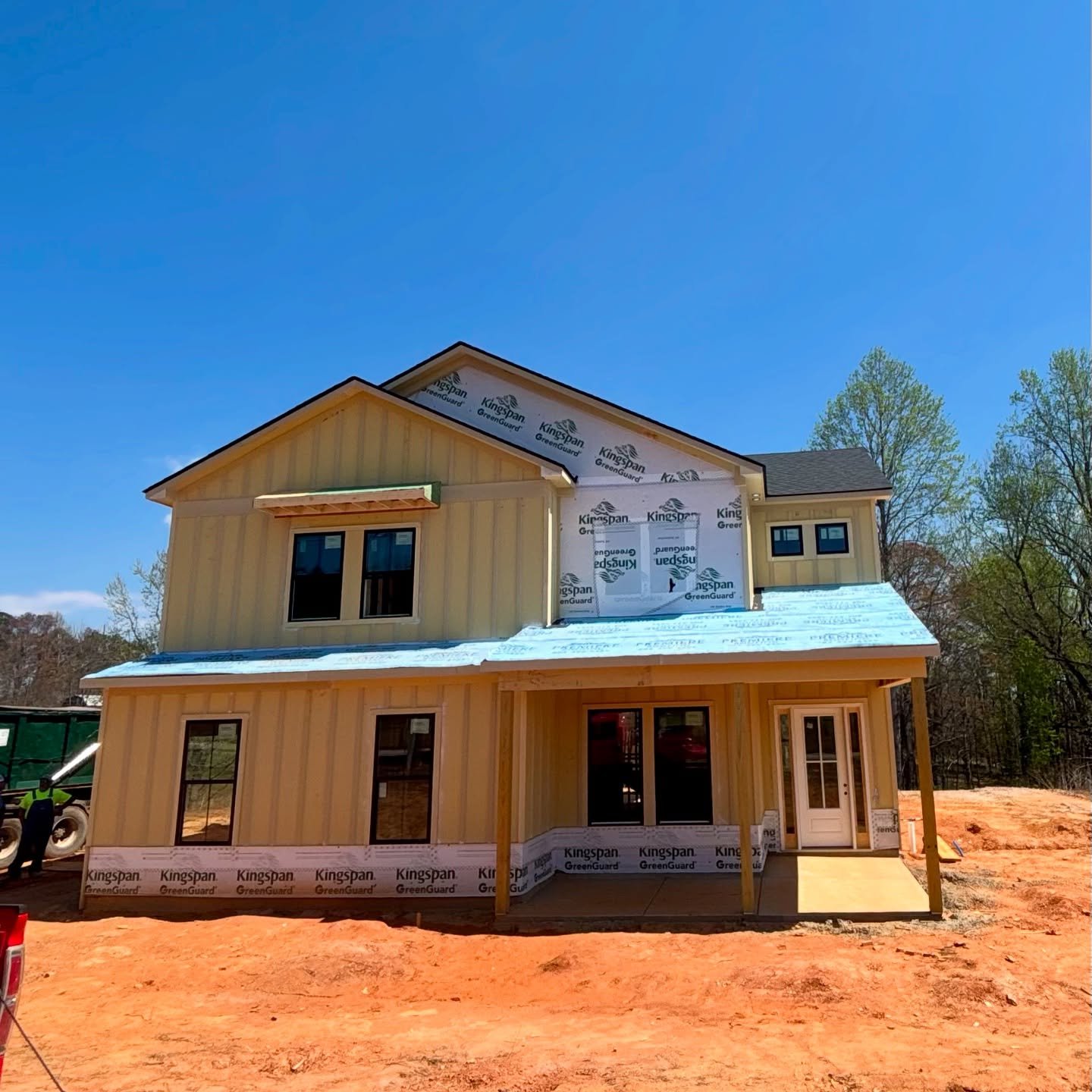 New construction framing on a residential lot in Dallas, Georgia