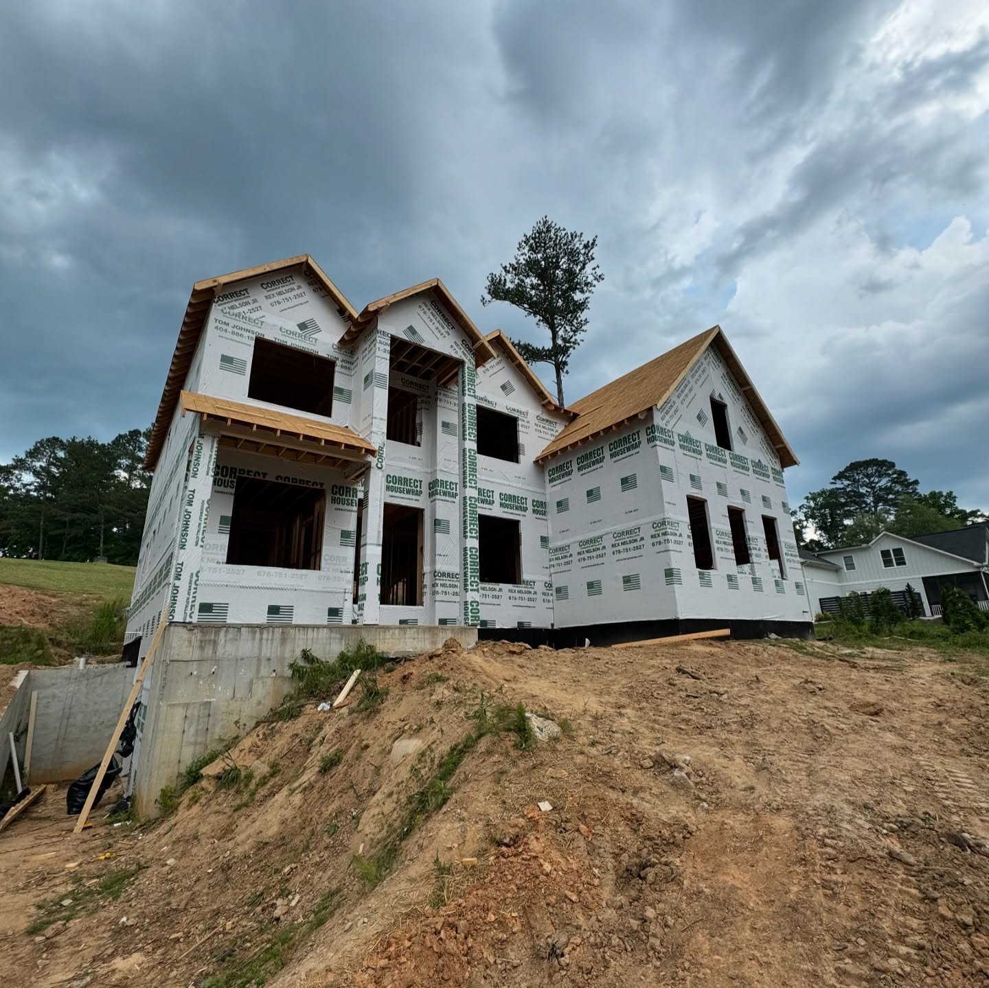 Roof framing and decking on a custom home in Marietta, Georgia